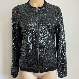 Gestuz Women’s XS Black Sequin Full Zip Party Jacket Coat Brand New NWT Holiday